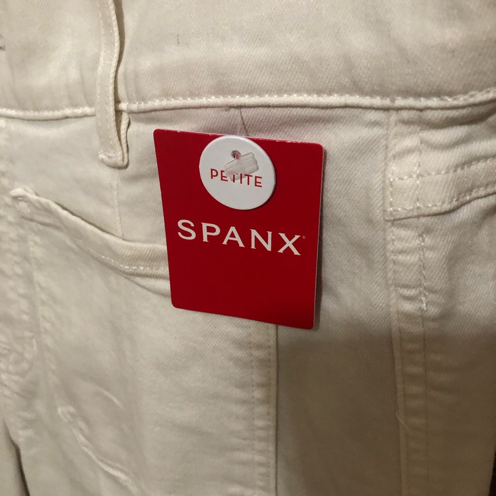 NEW! SPANX White Cropped Wide Leg Jeans - Size Petite Large ↩️ - Picture 5 of 12